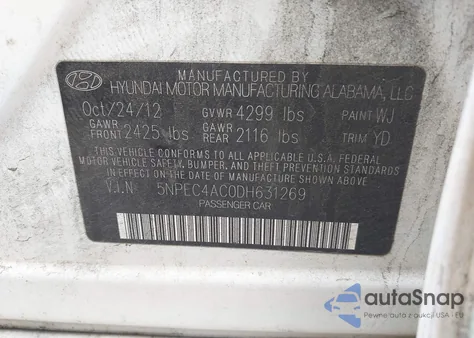 2013 Hyundai Sonata Se/Limited from USA, damaged, VIN 5NPEC4AC0DH631269